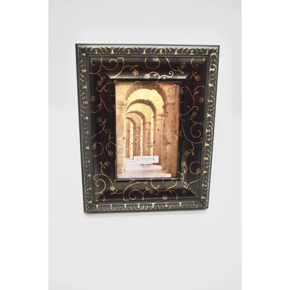 LAWRENCE FRAMES Carved Antique Bronze Photo Picture Frame 4 X 6 Photos used